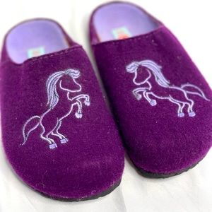 Cult Kids Purple Boiled Felt Wool Horse Slippers